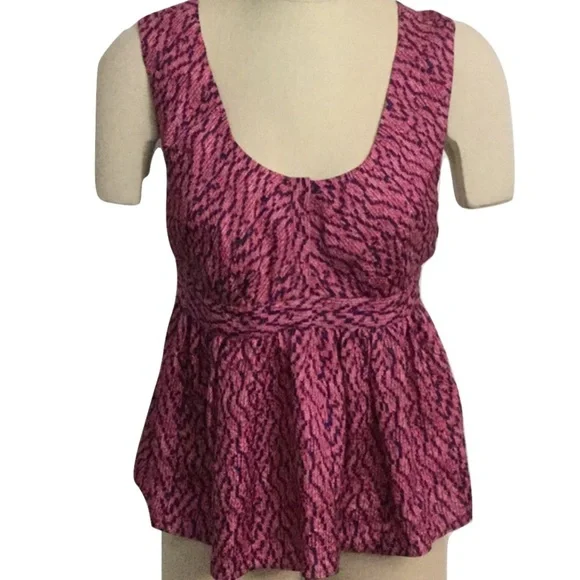 NWT See by Chloe Silk Babydoll Top 6 Pink & Black